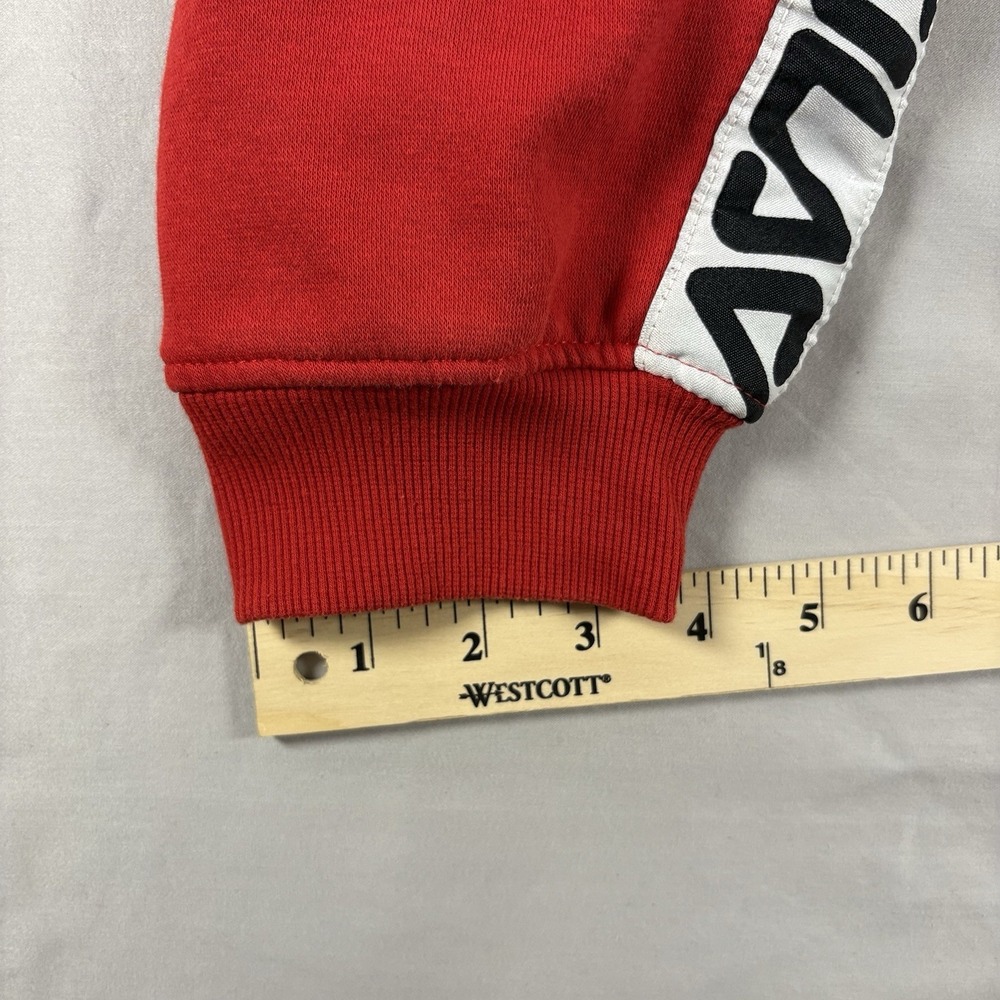 FILA Logo Tape Jogger Sweatpants Mens M Red Fleece Lined Athletic Side Stripe - Picture 11 of 12